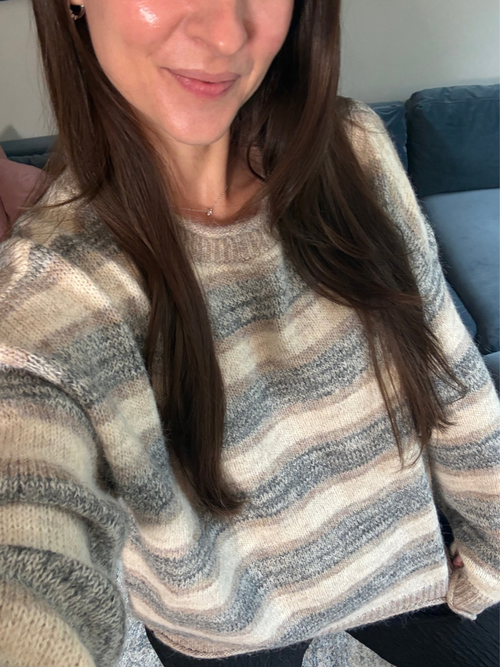 Heathered Daydream Striped Sweater - Grey & Light Mocha