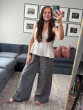 Moonlit Stripe Wide Leg- Charcoal/Black